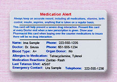 Medication Alert Cards (Medalert Cards)